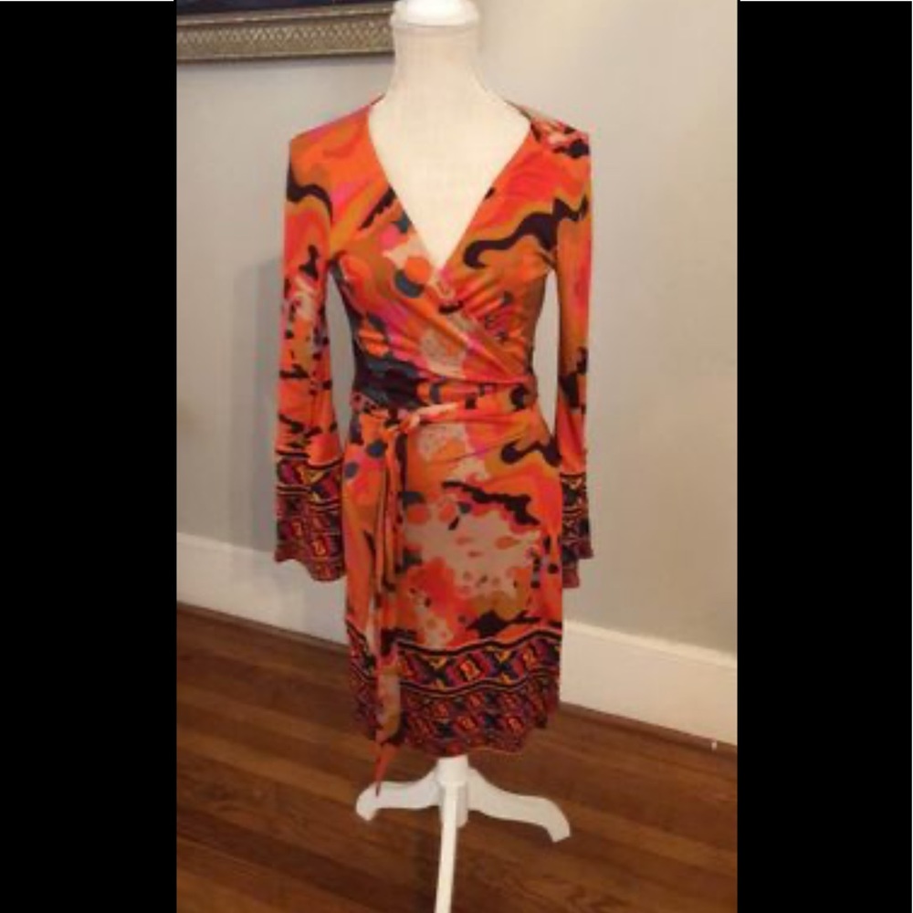 Diane Von Furstenberg wrap dress fluted sleeves